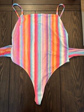 Cupshe Multicolor Stripe Square Neck One-Piece Swimsuit